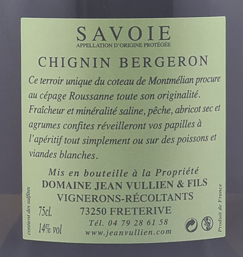 Chignin-Bergeron-les-Divolettes étiquette